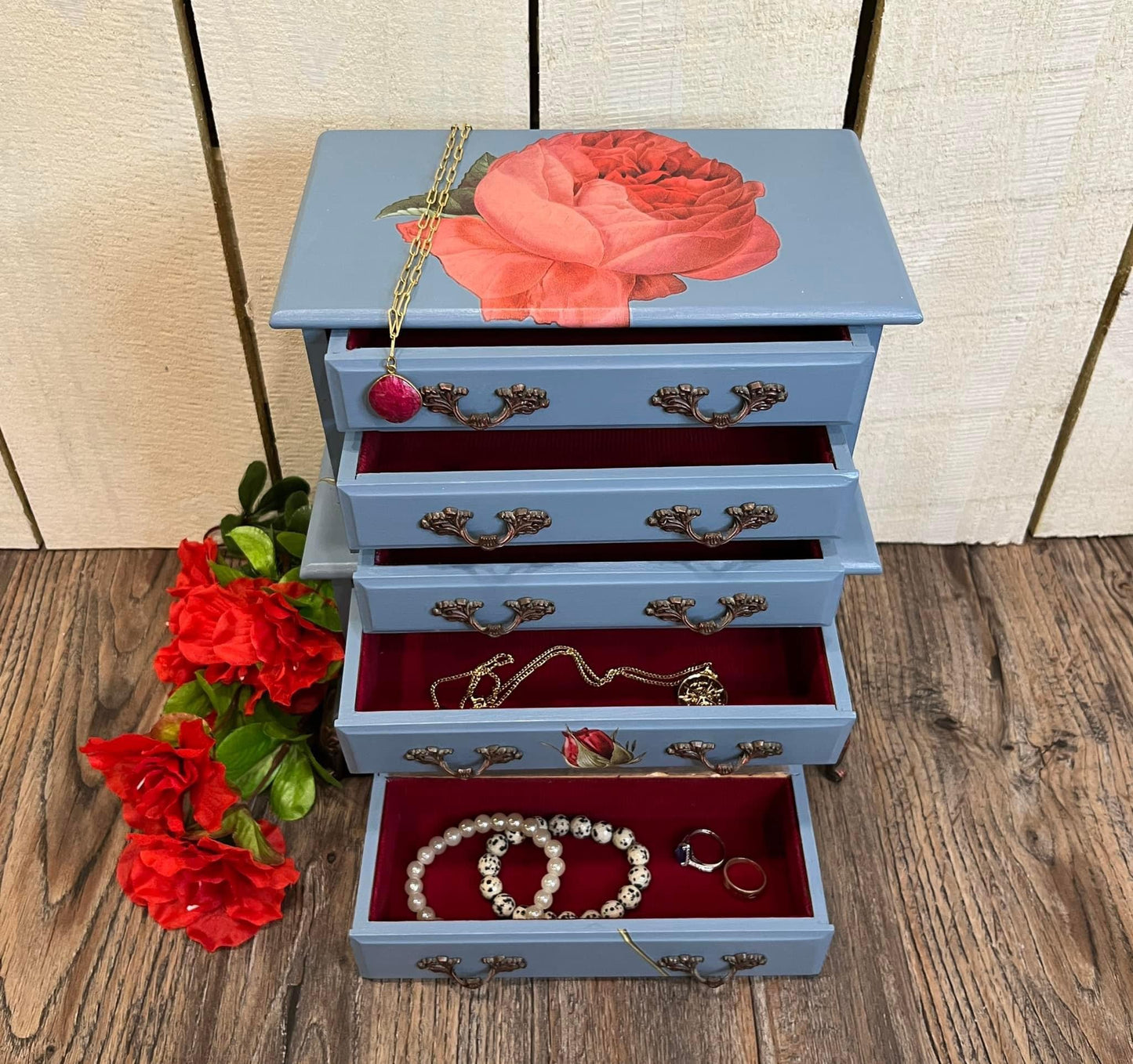 Blue Refurbished Jewelry /Music Box