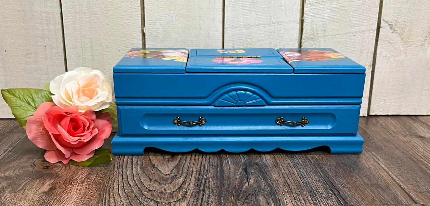 Teal Blue Refurbished Jewelry Box