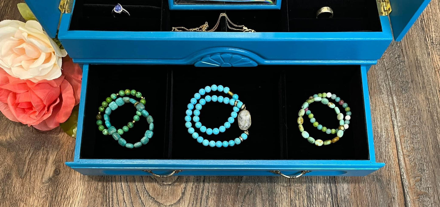 Teal Blue Refurbished Jewelry Box