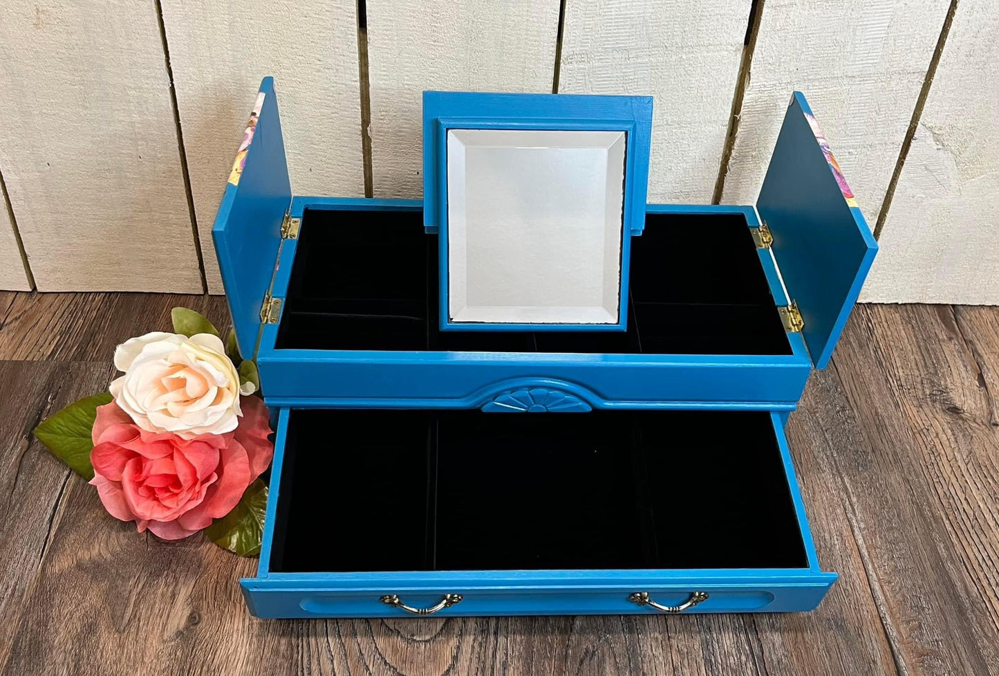 Teal Blue Refurbished Jewelry Box