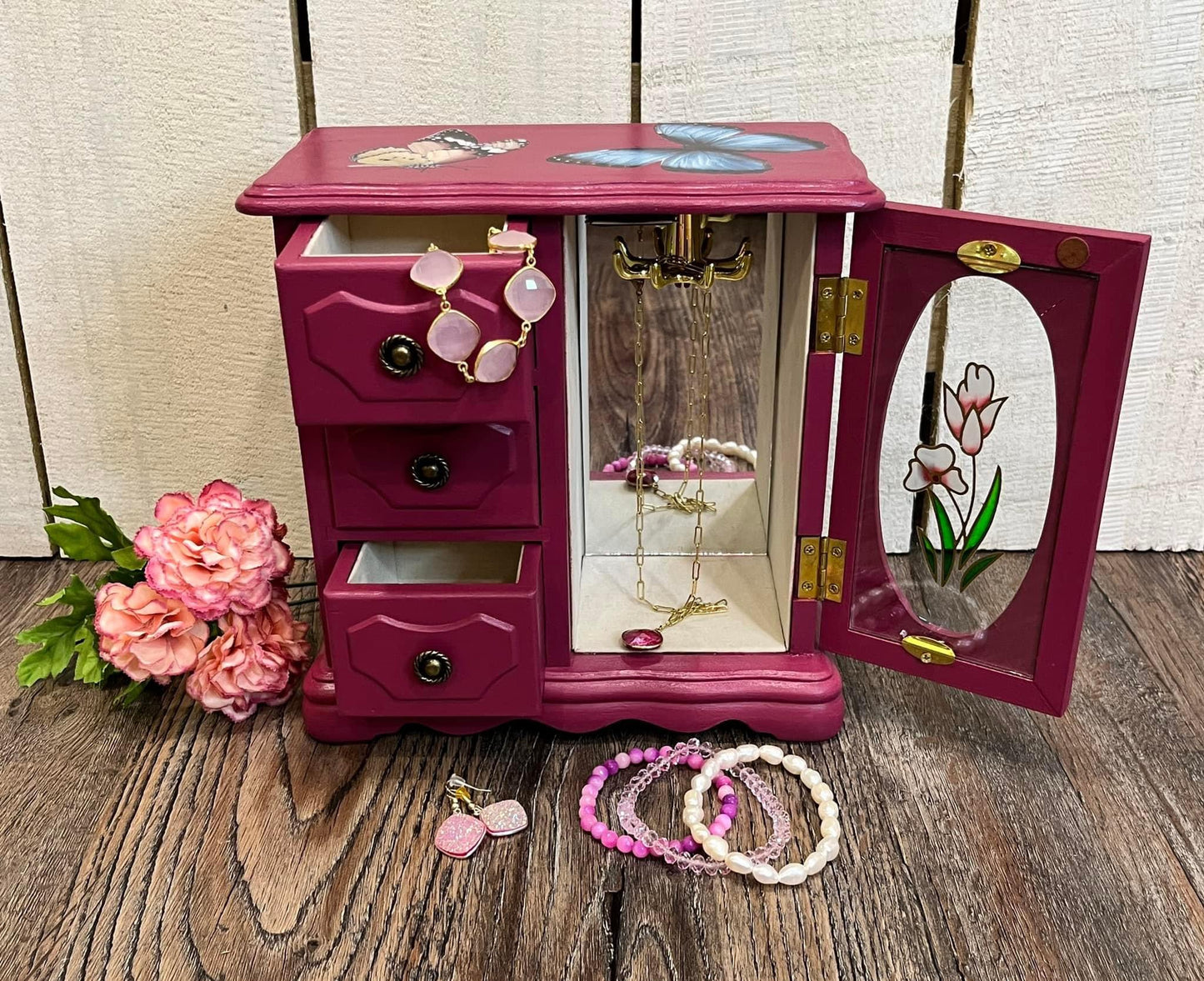 Dark Pink Refurbished Jewelry Box