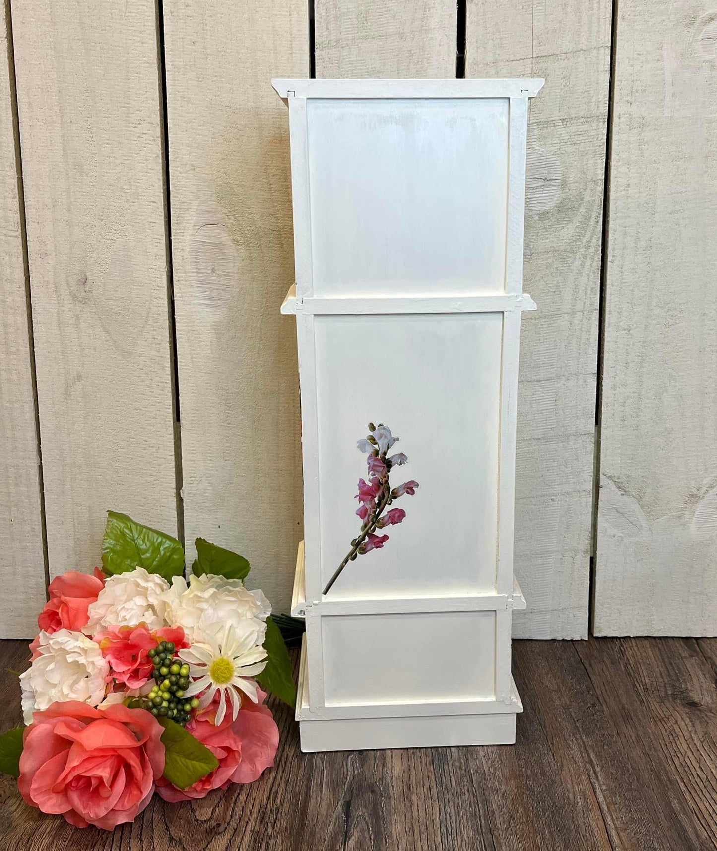 White Refurbished Jewelry Box with Clock