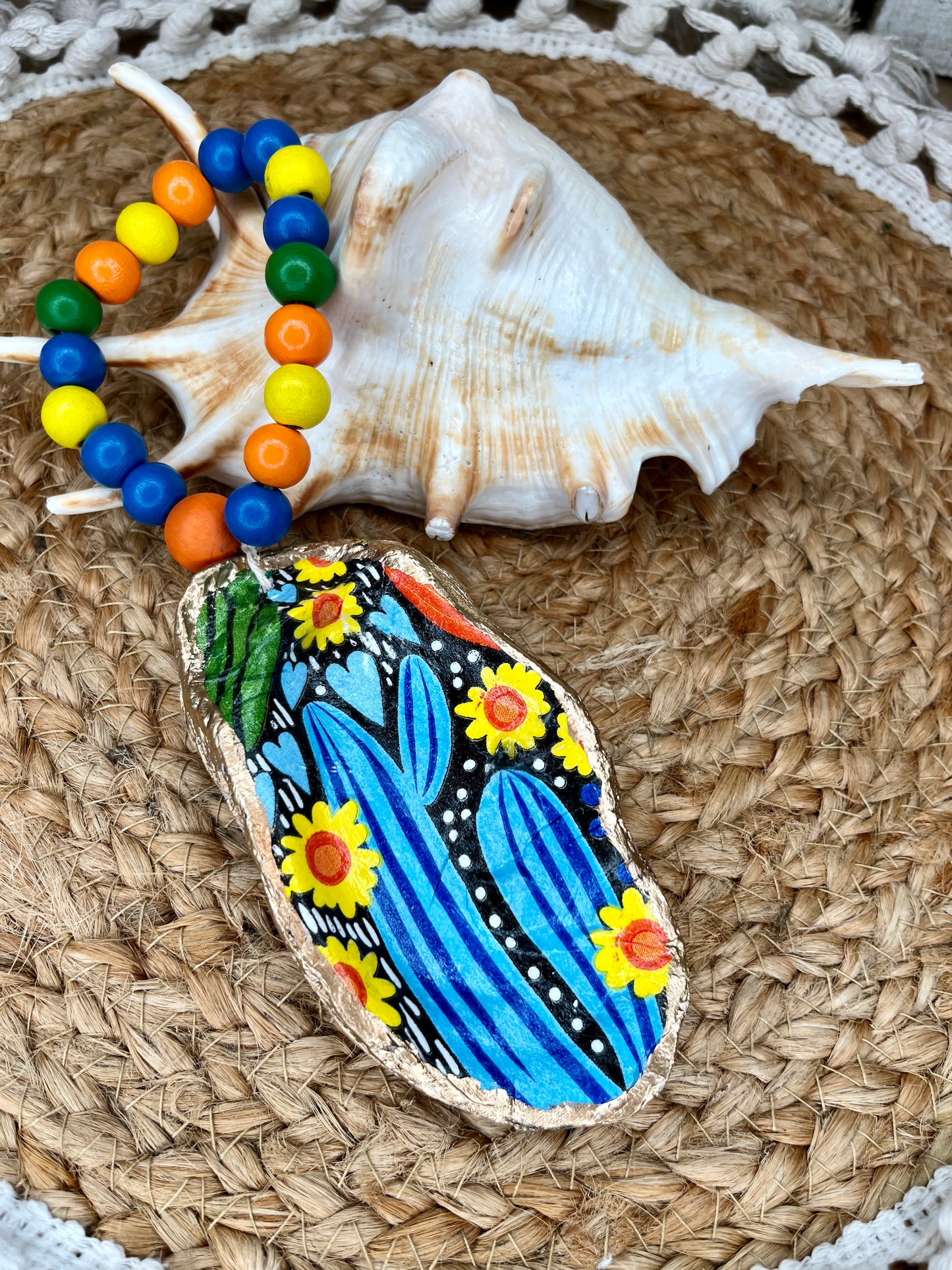 Cactus Oyster Shell Charm