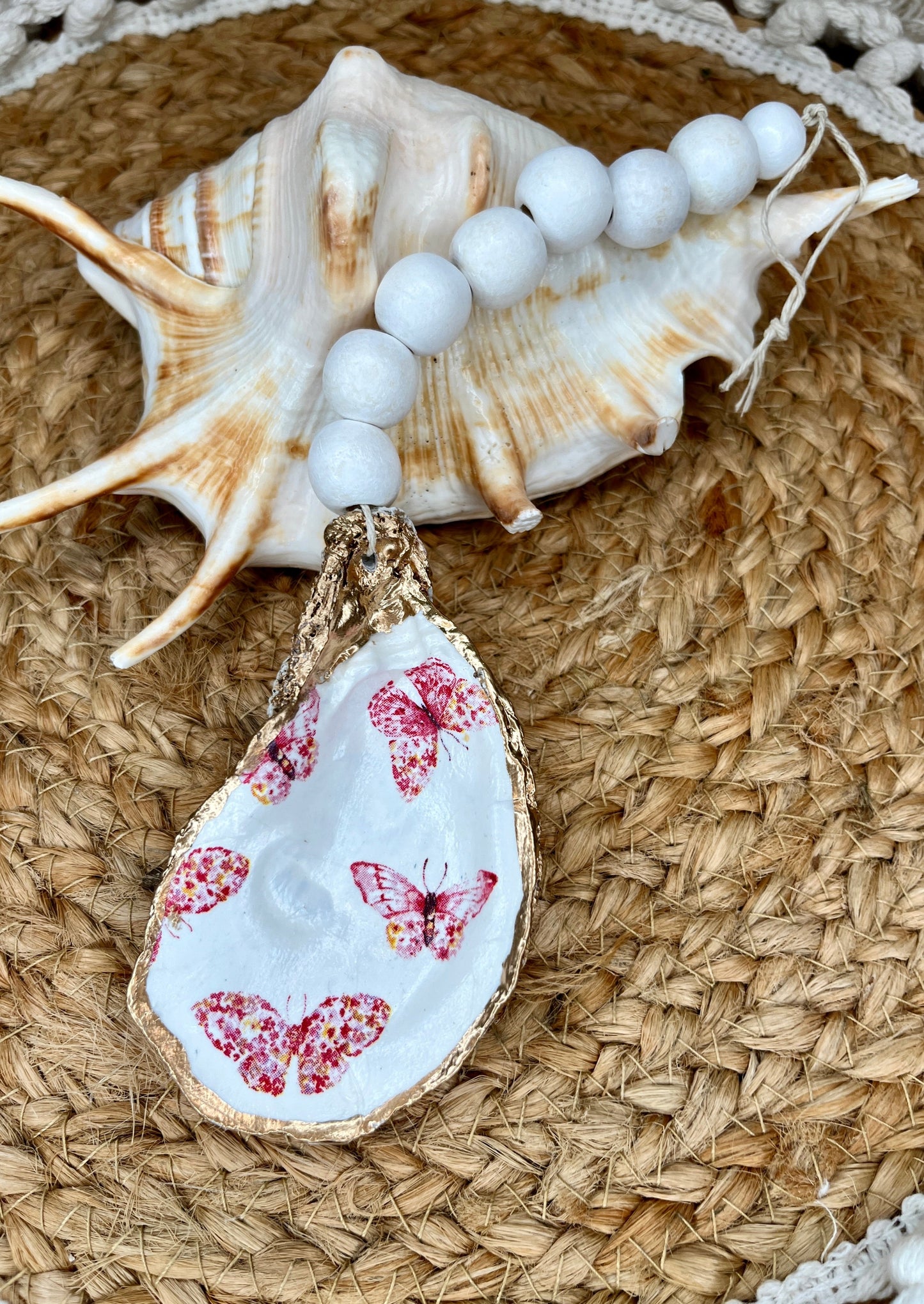 Red Butterfly Oyster Shell Charm