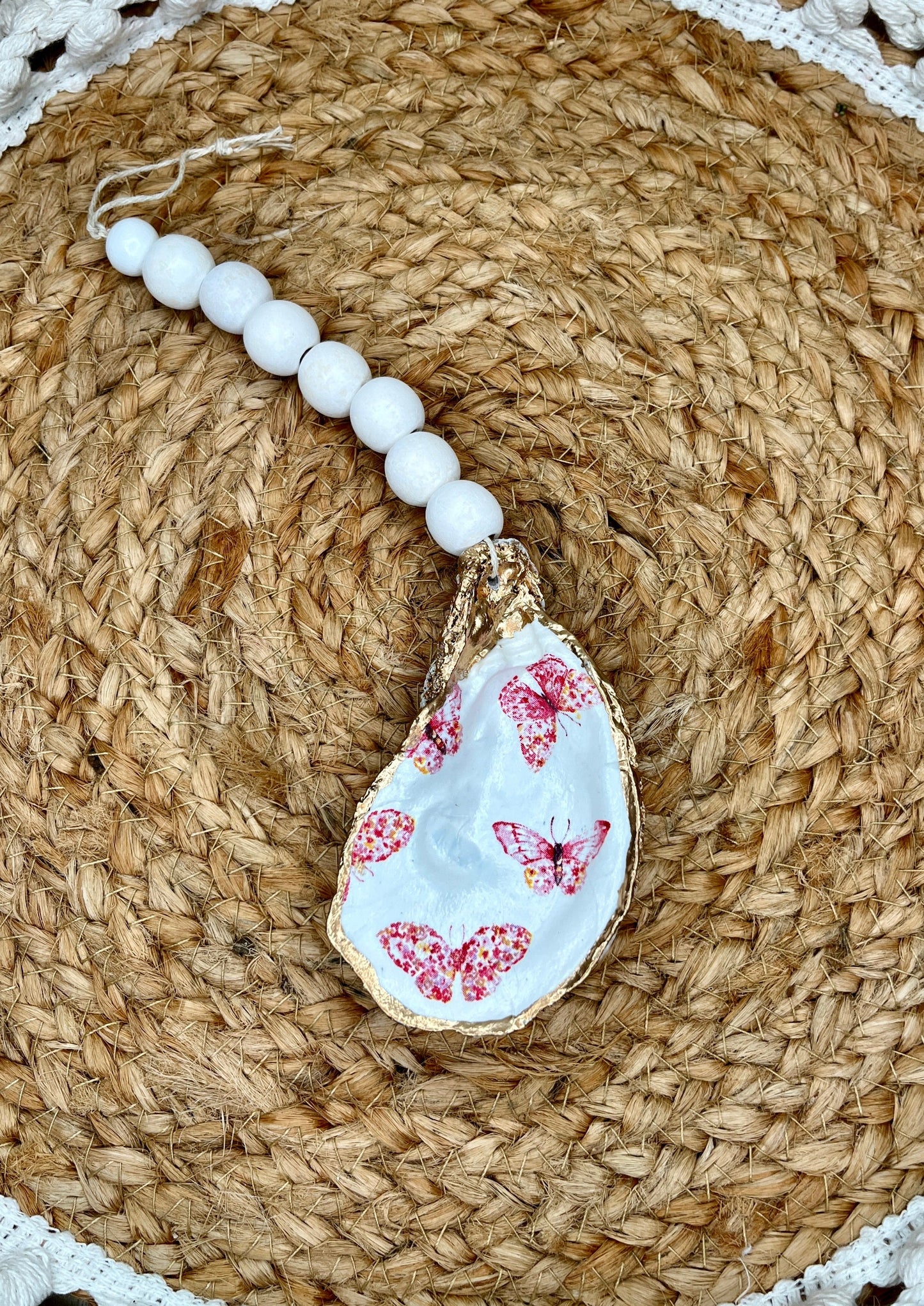 Red Butterfly Oyster Shell Charm