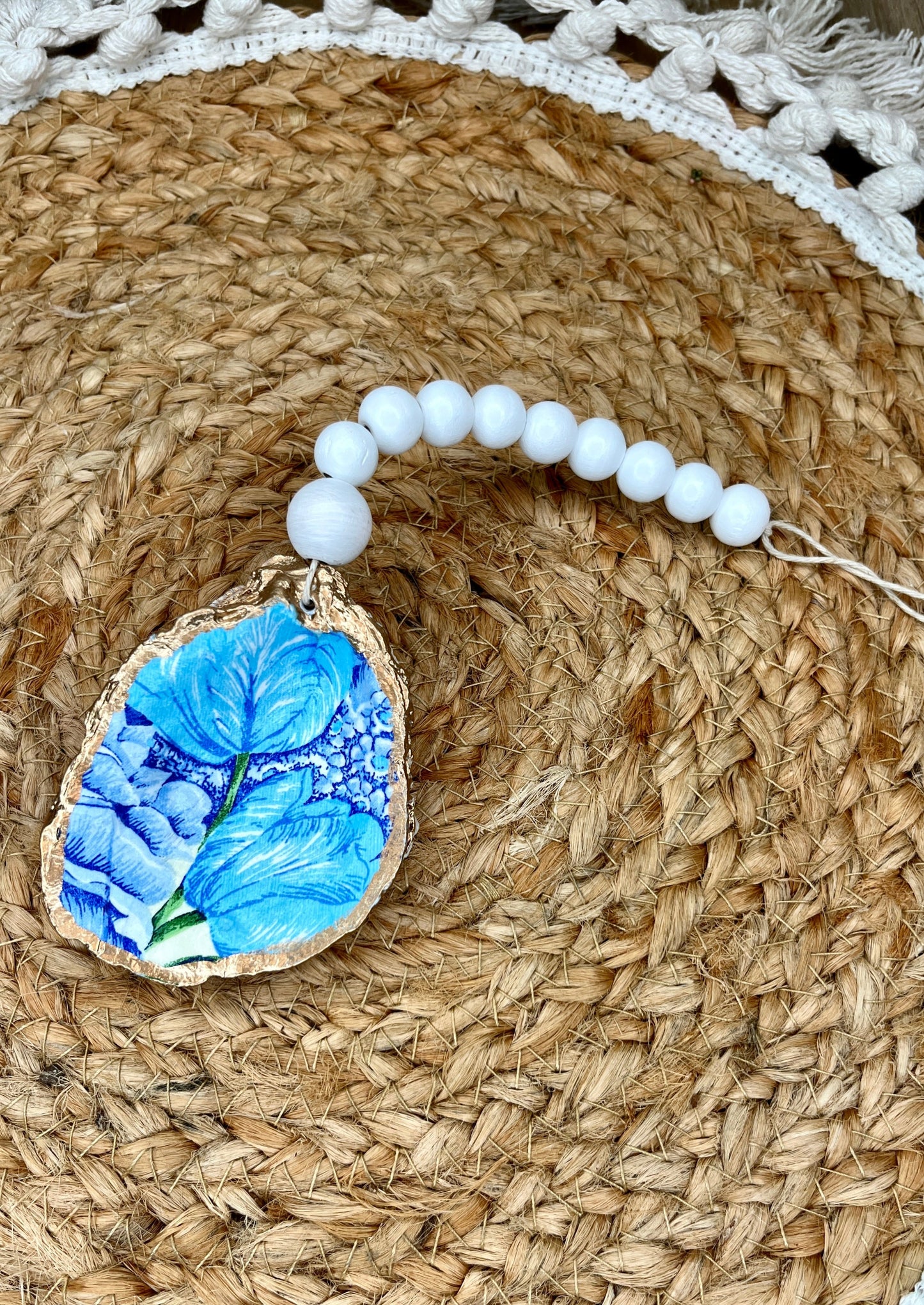 Blue Flower Oyster Shell Charm