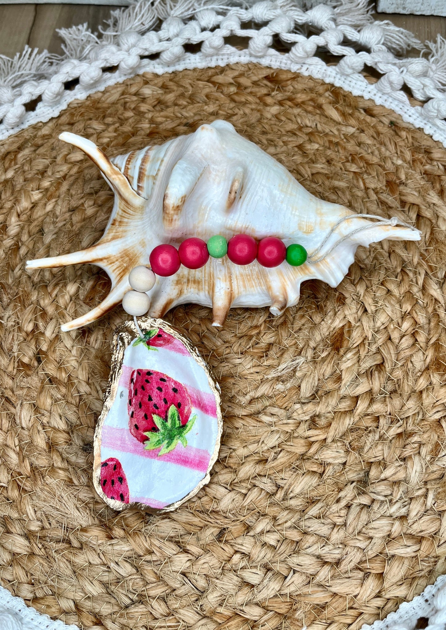 Strawberry Oyster Shell Charm