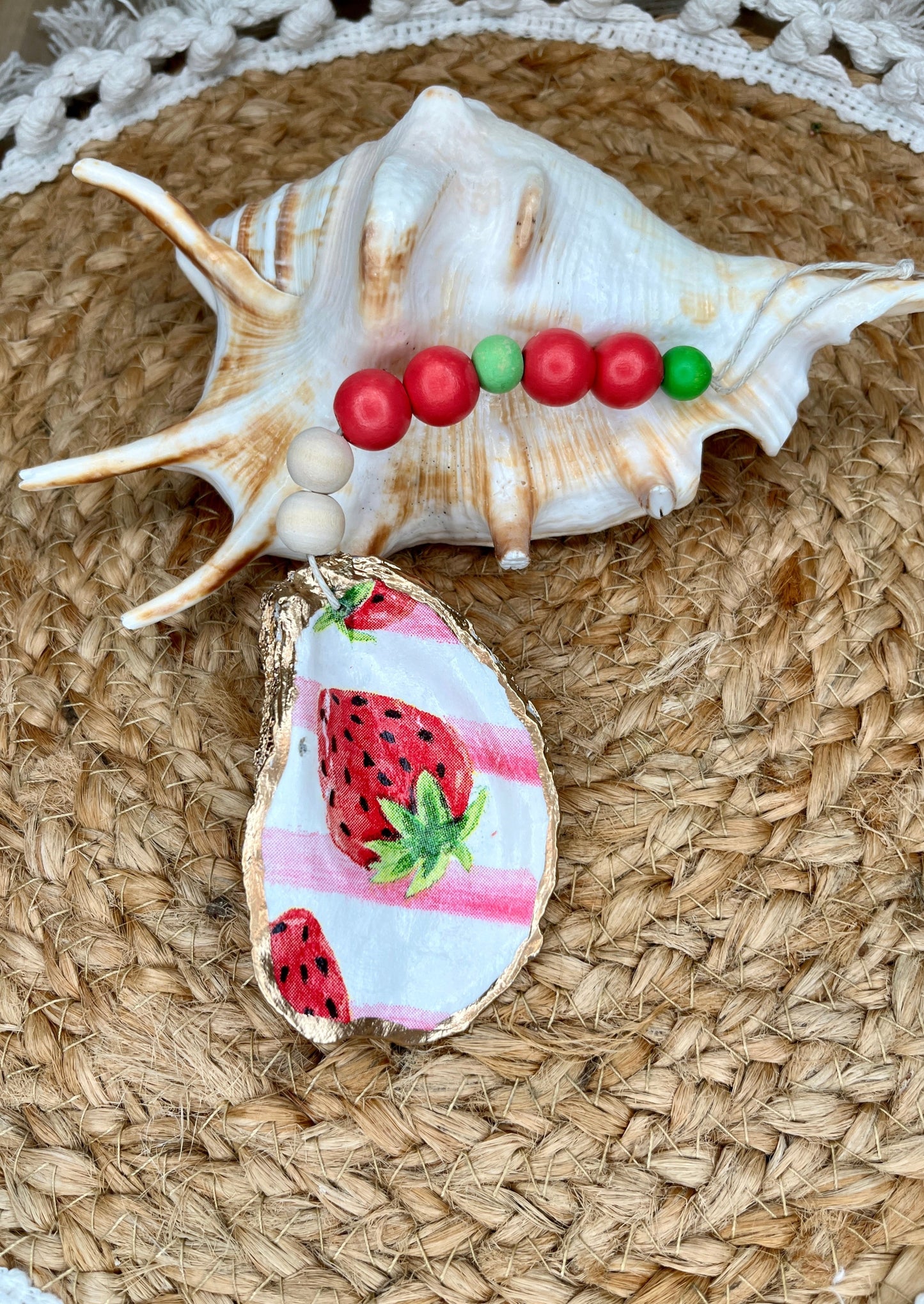 Strawberry Oyster Shell Charm