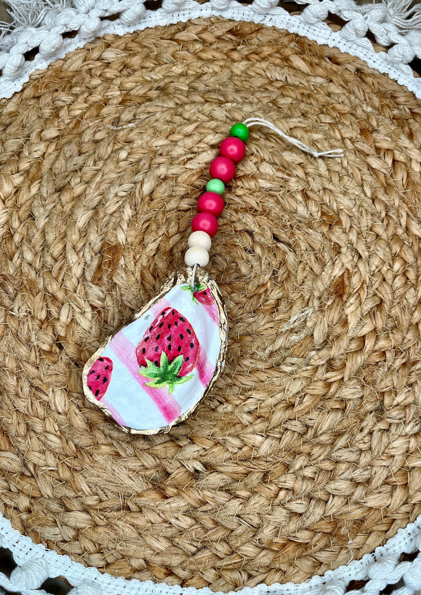 Strawberry Oyster Shell Charm