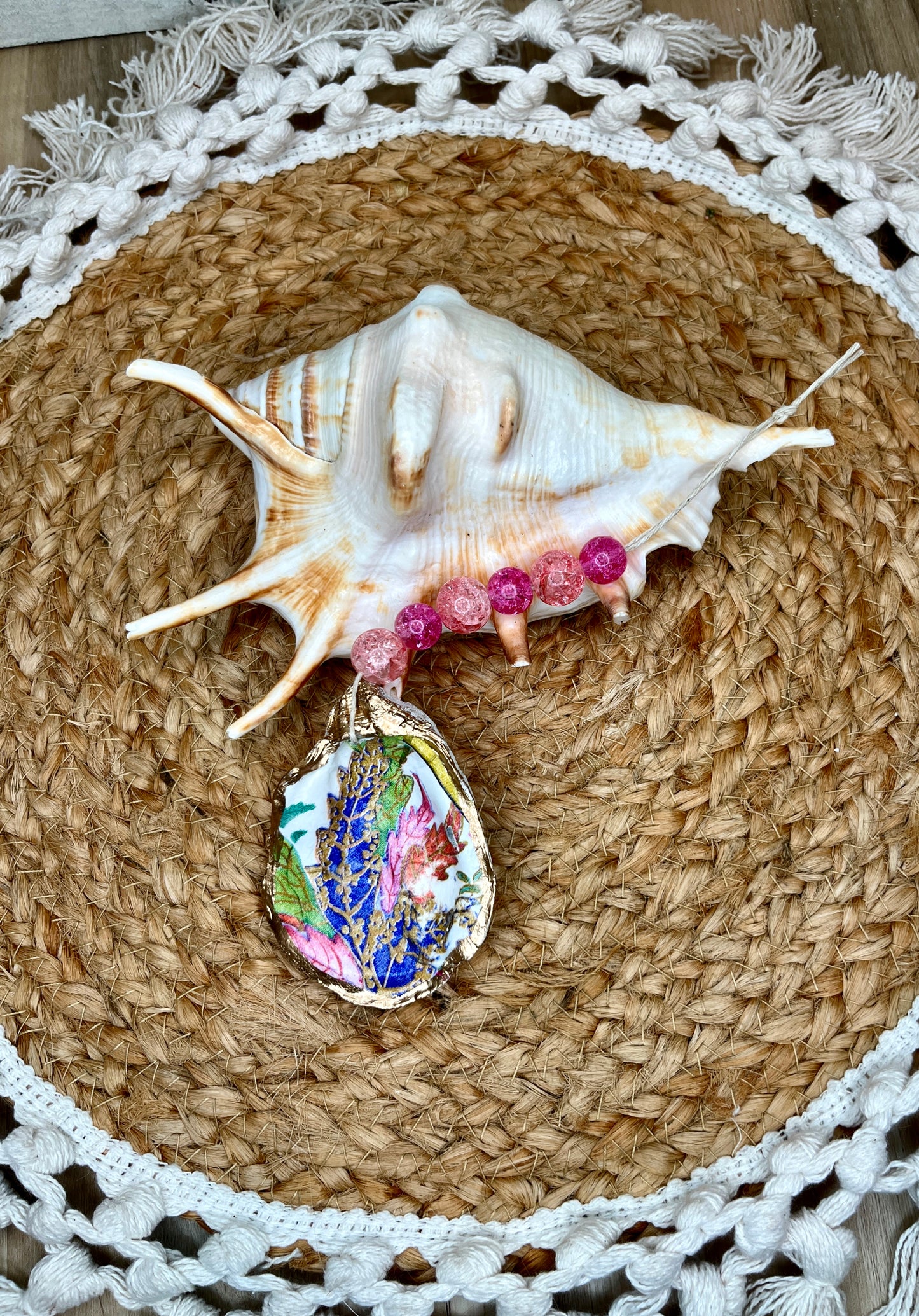 Wild Flower Oyster Shell Charm