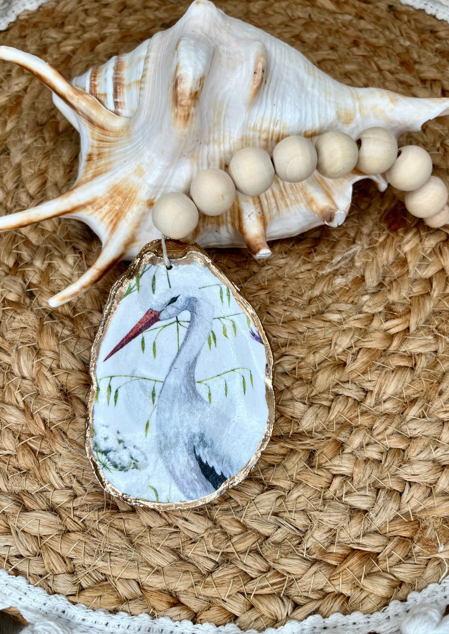 Sea Bird Oyster Shell Charm