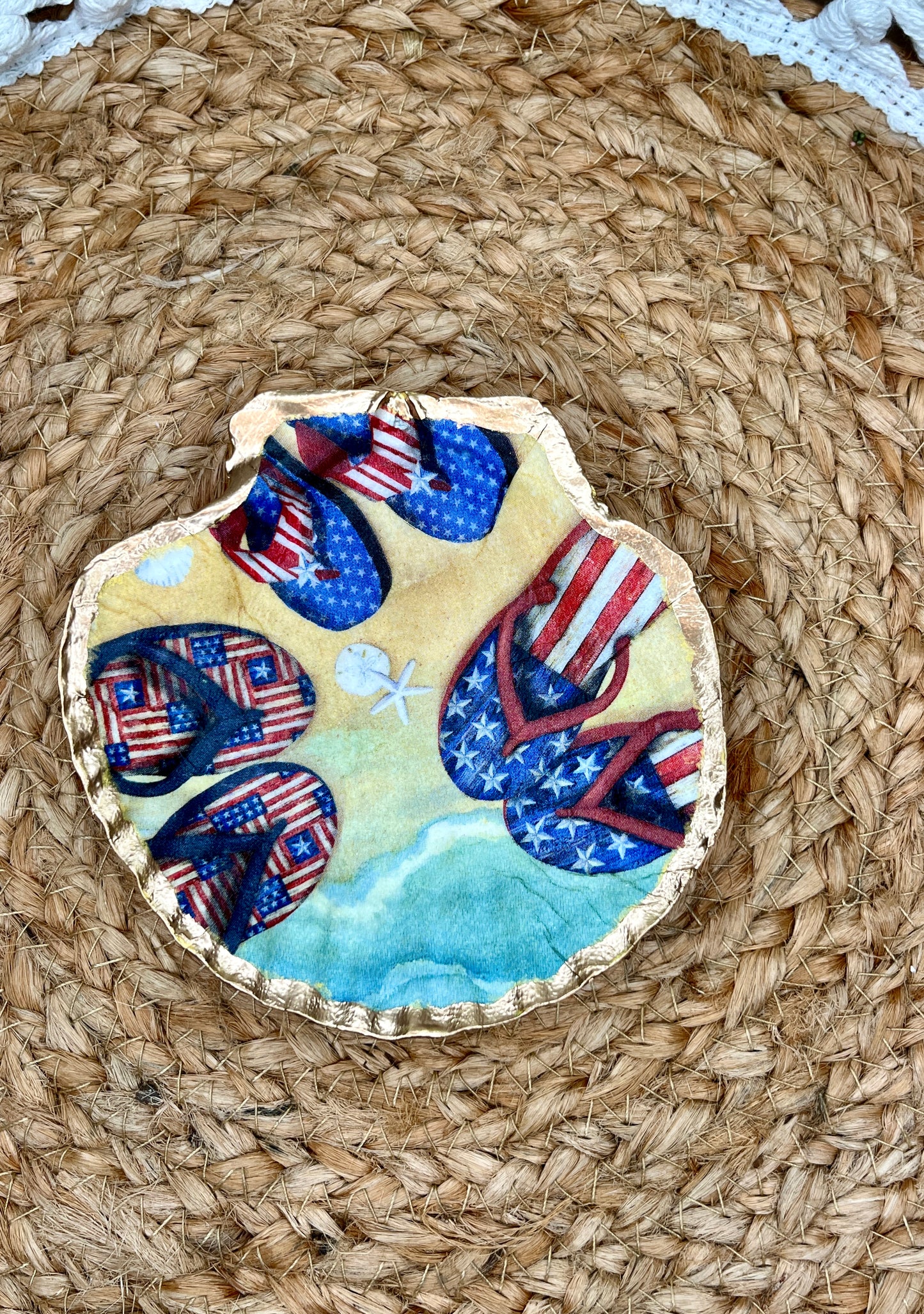 Flip Flop Scallop Sea Shell Ring/Trinket Dish