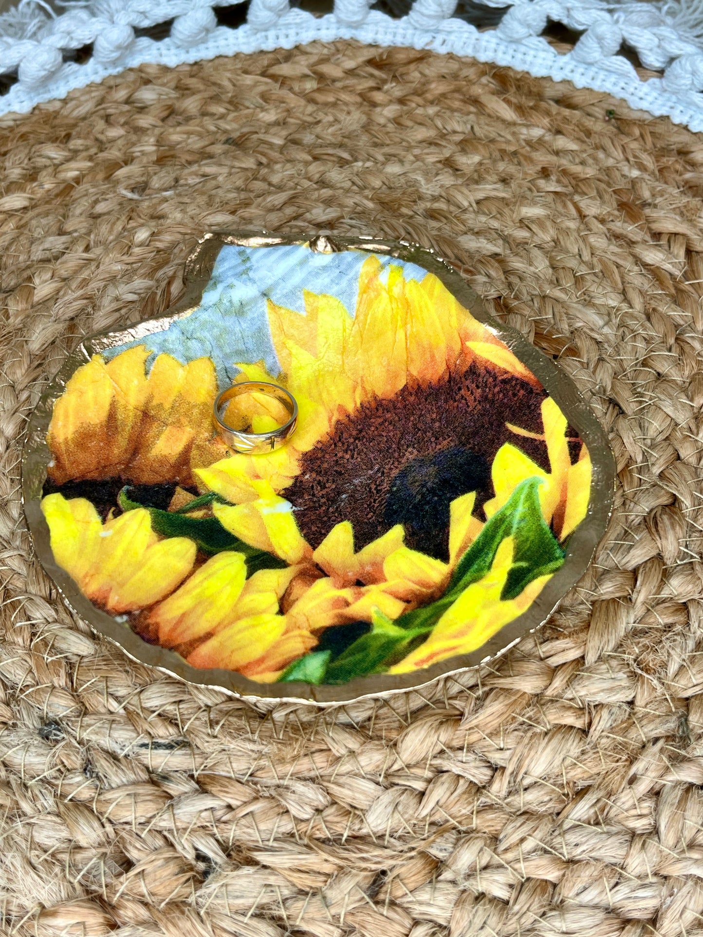 Sunflower Scallop Sea Shell Ring/Trinket Dish