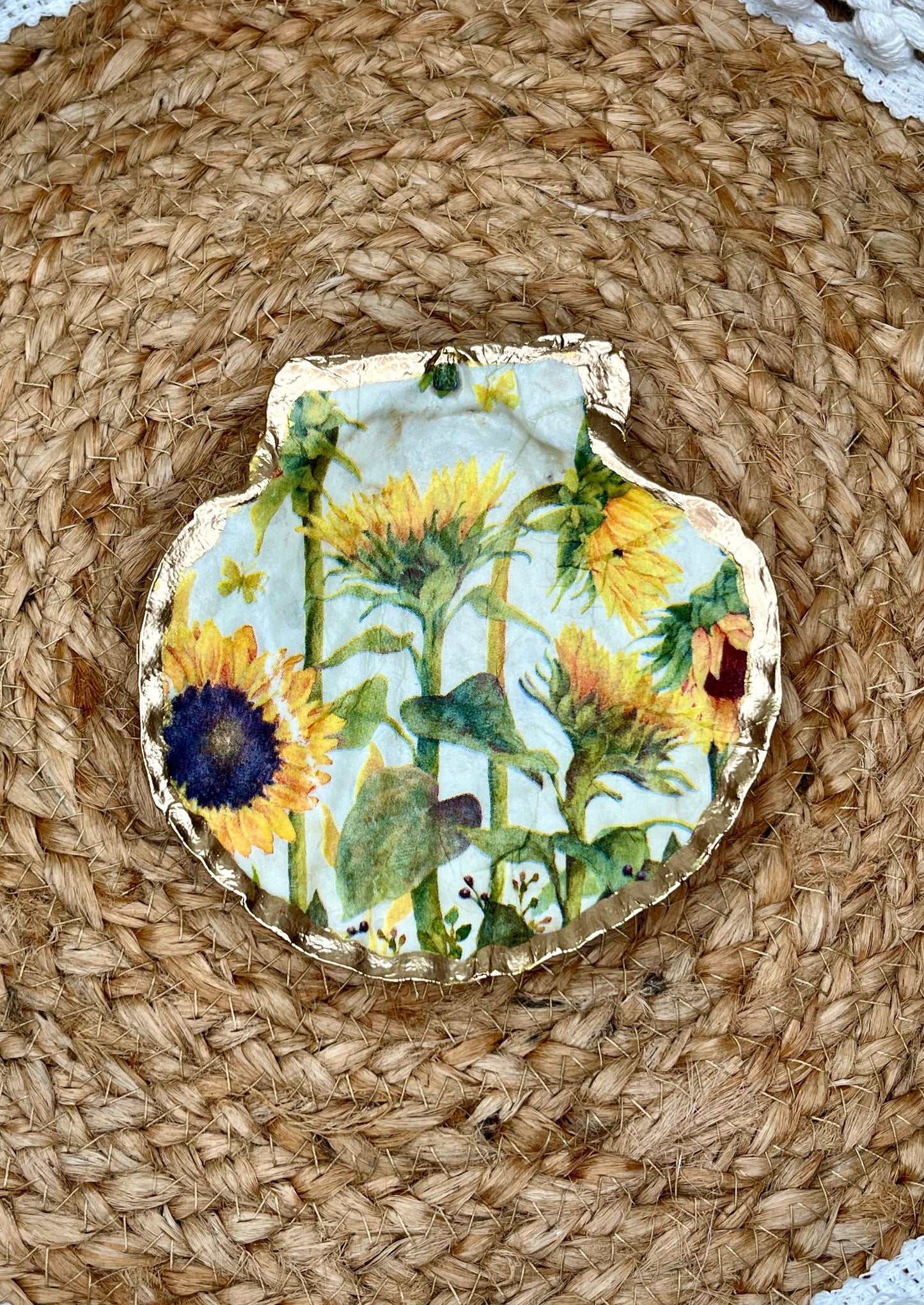 Sunflower Field Scallop Sea Shell Ring/Trinket Dish