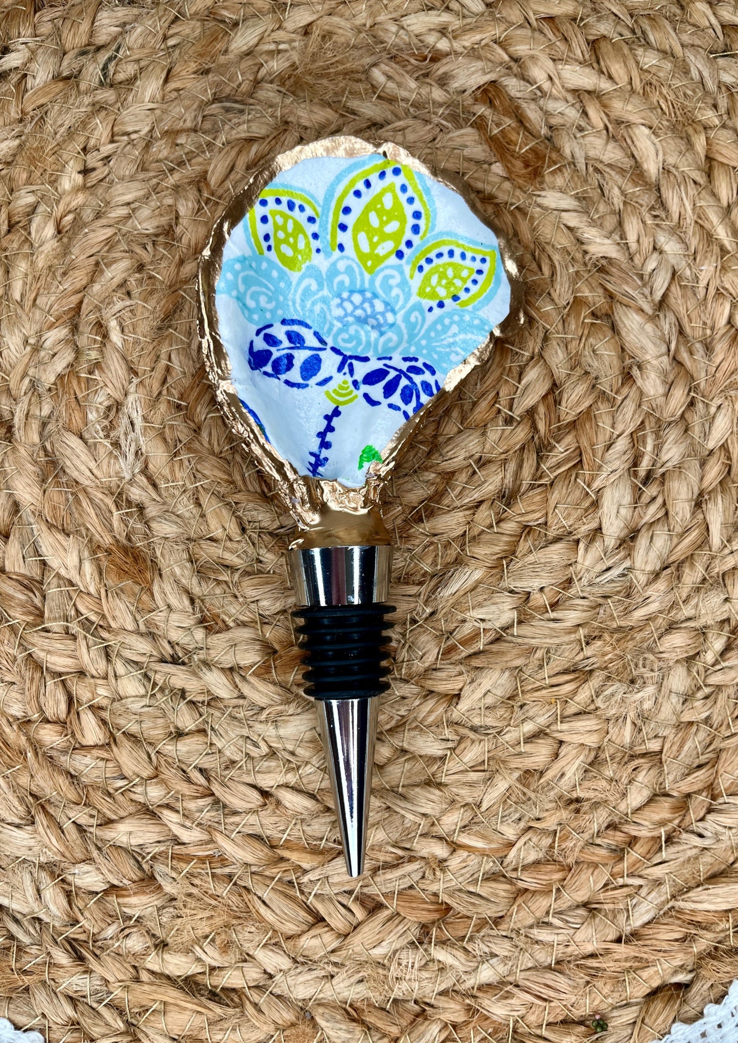 Flower Dot Oyster Shell Wine Stopper