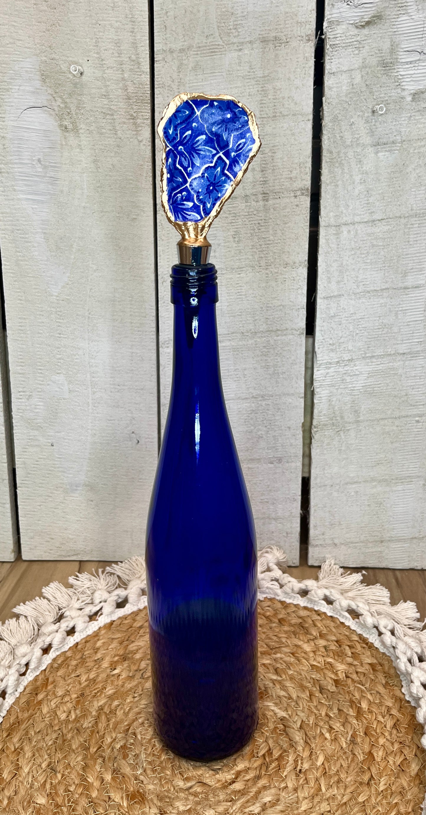 Blue Magic Oyster Shell Wine Stopper