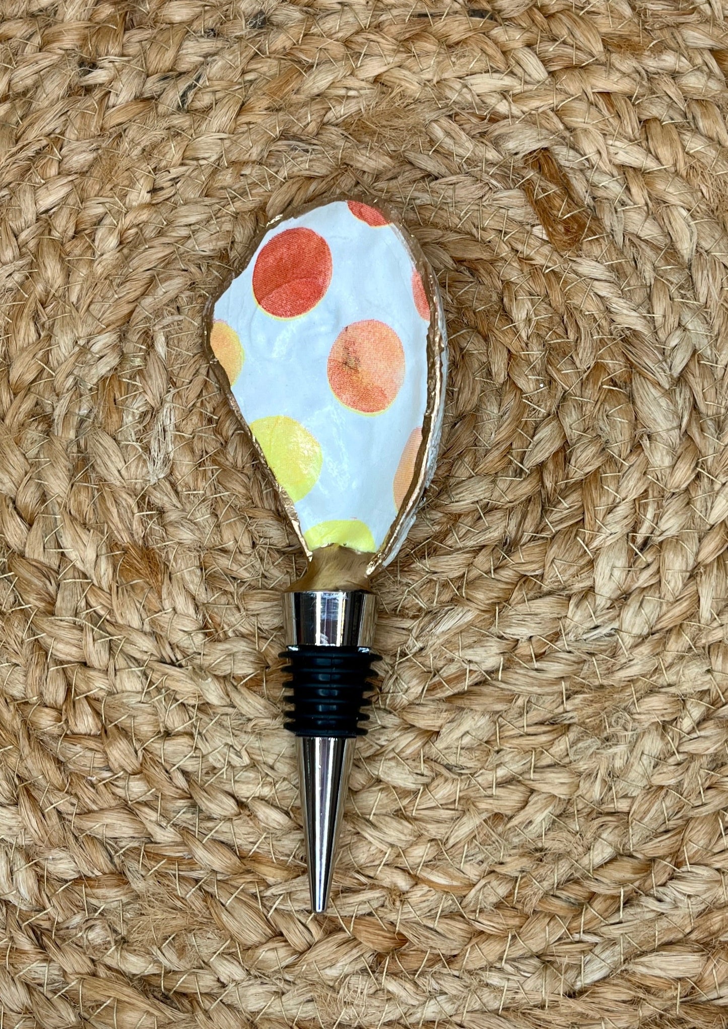 Polka Dot Oyster Shell Wine Stopper