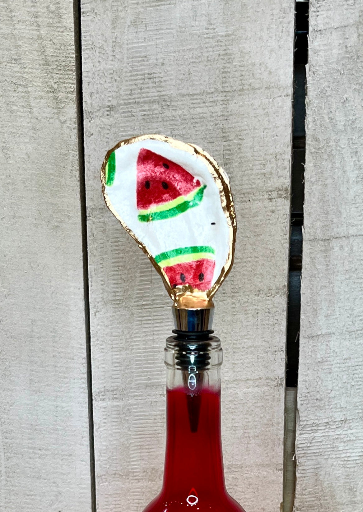 Watermelon Oyster Shell Wine Stopper