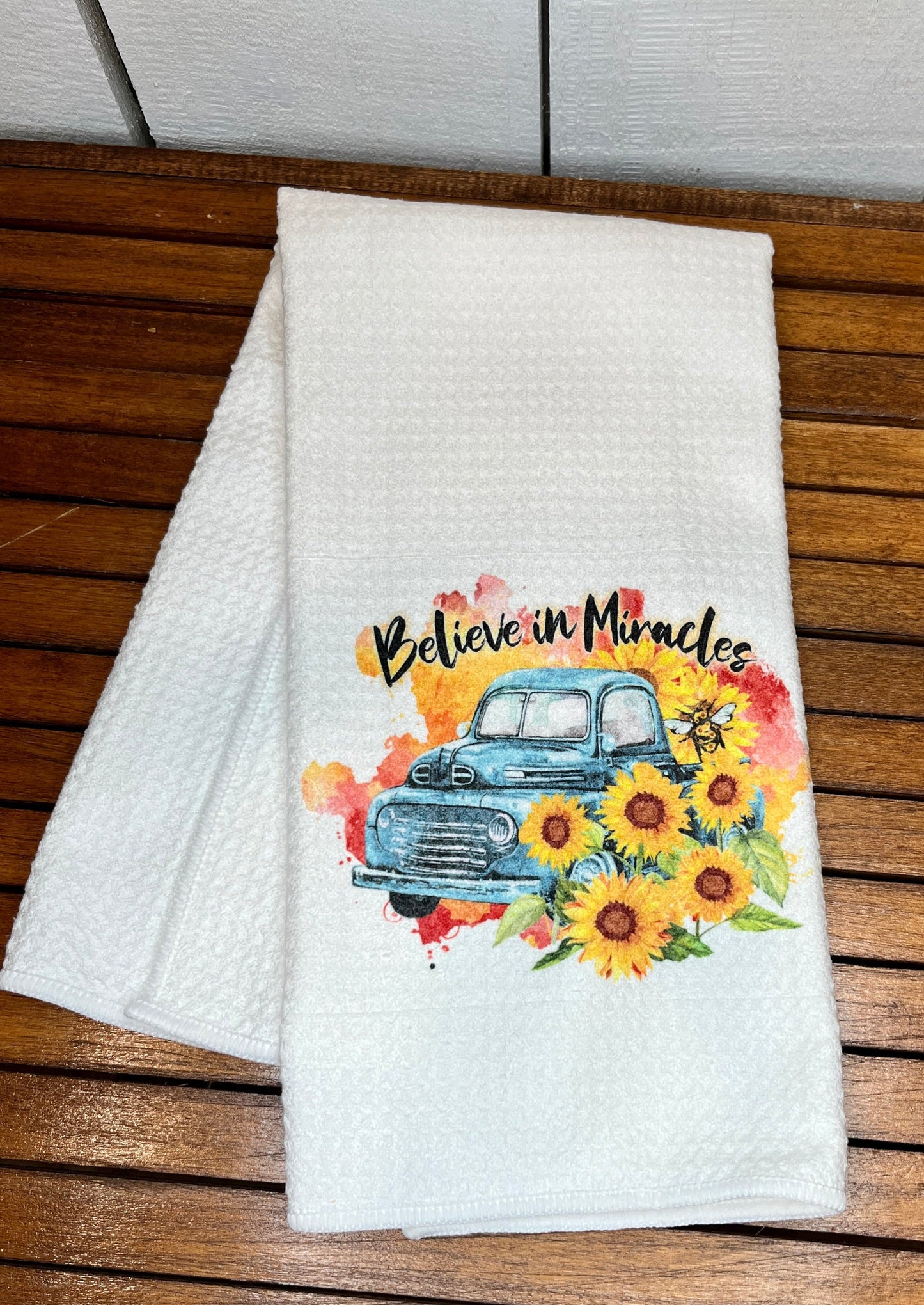 Sunflower With Truck Tea Towel