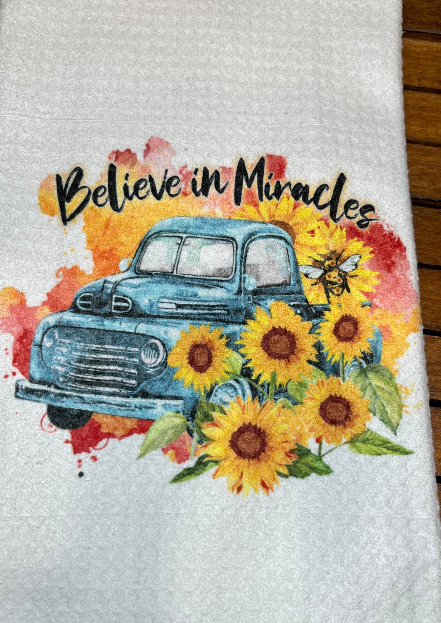 Sunflower With Truck Tea Towel