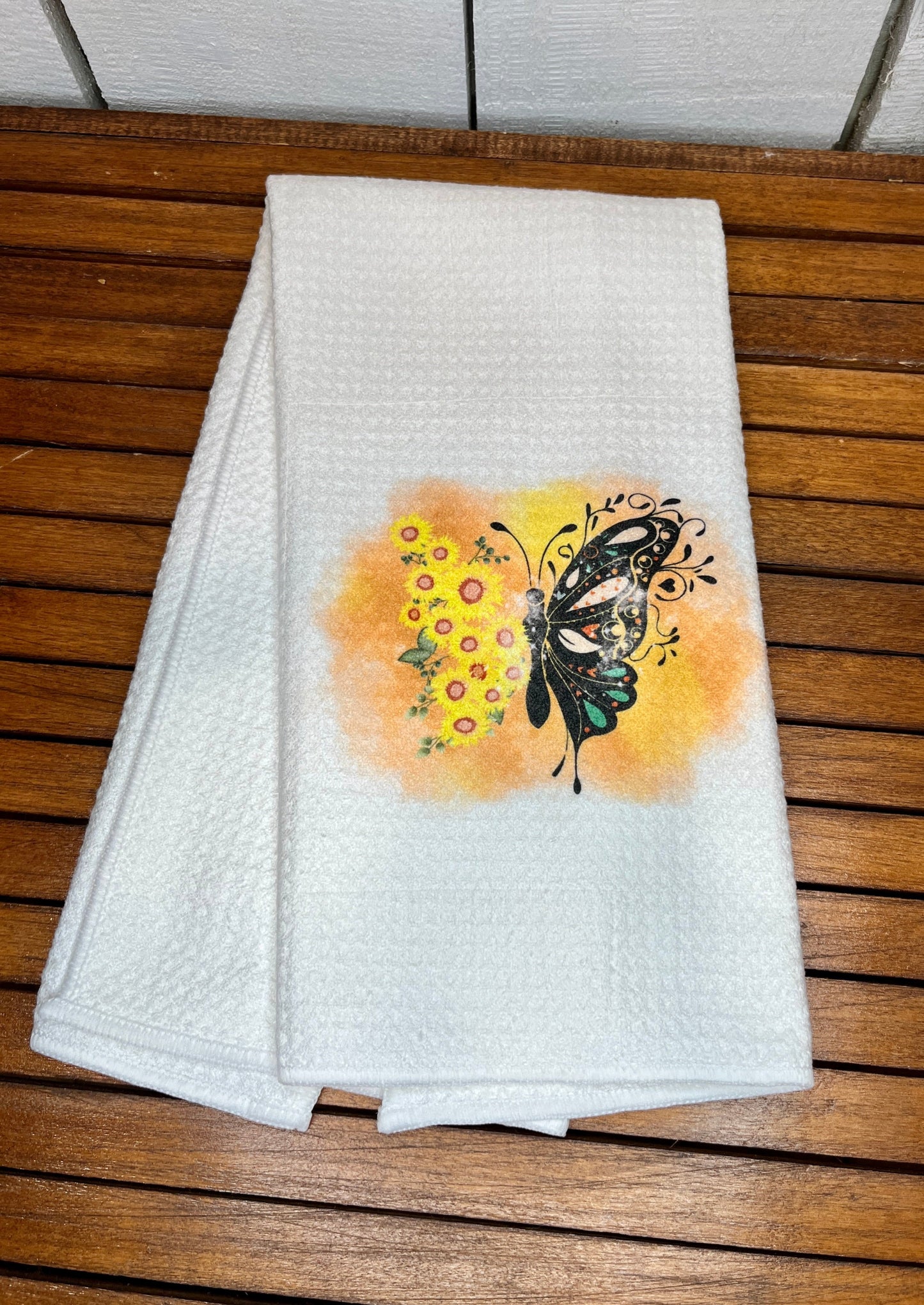 Sunflower Butterfly Tea Towel