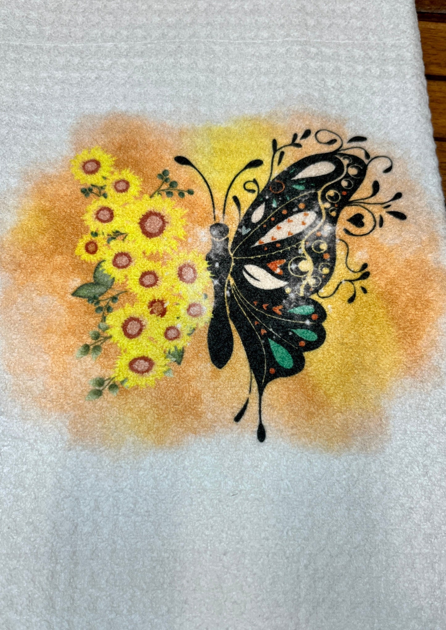 Sunflower Butterfly Tea Towel