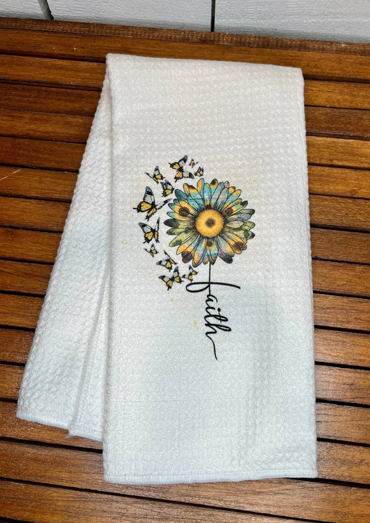 Faith Flower Tea Towel