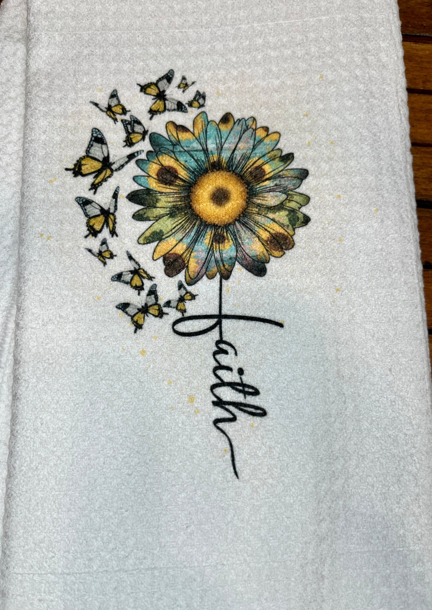 Faith Flower Tea Towel