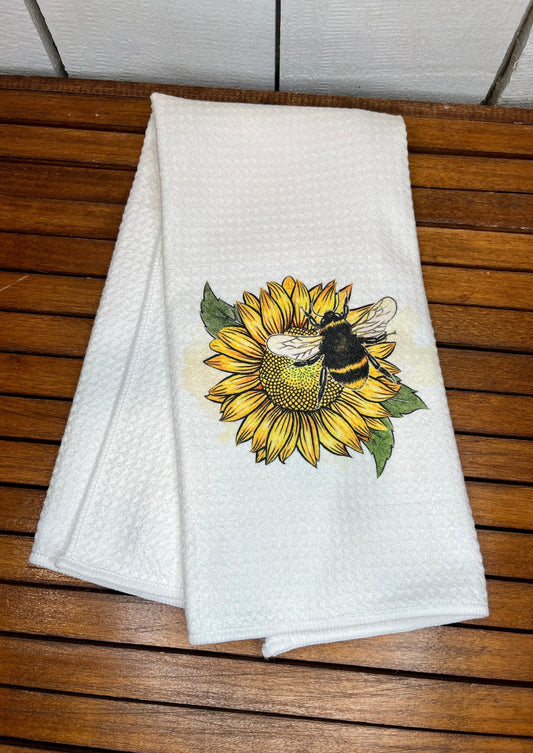 Sunflower Bumblebee Tea Towel