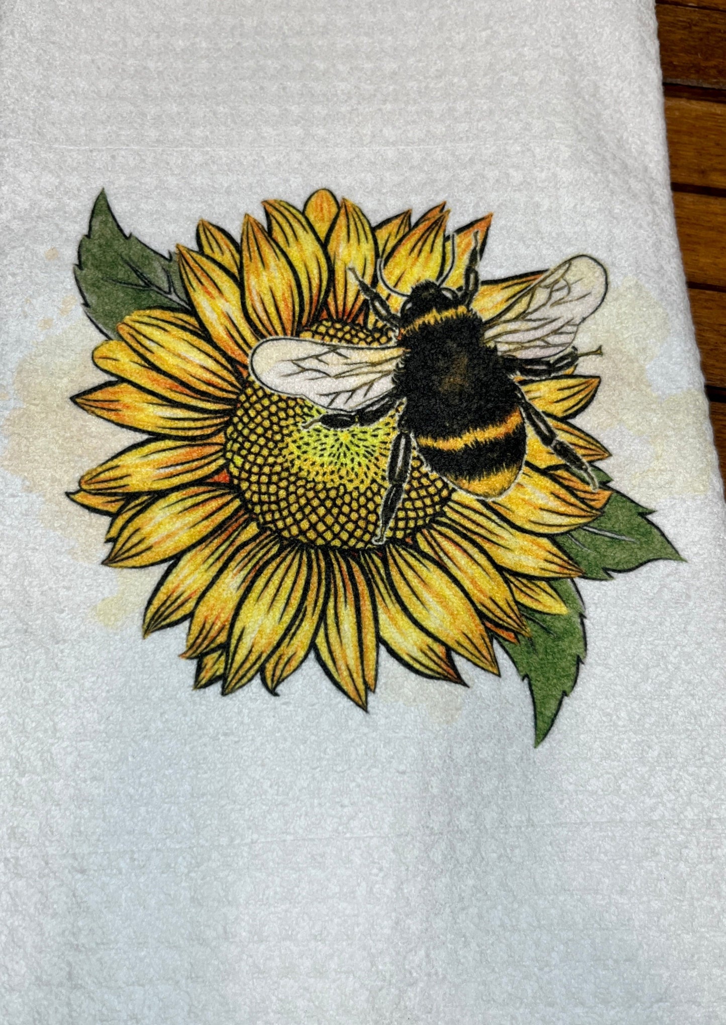 Sunflower Bumblebee Tea Towel