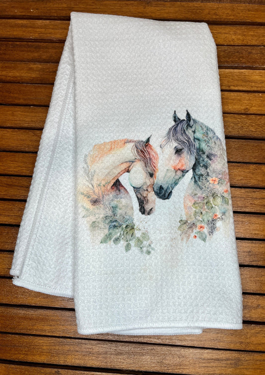 Watercolor Horses Tea towel