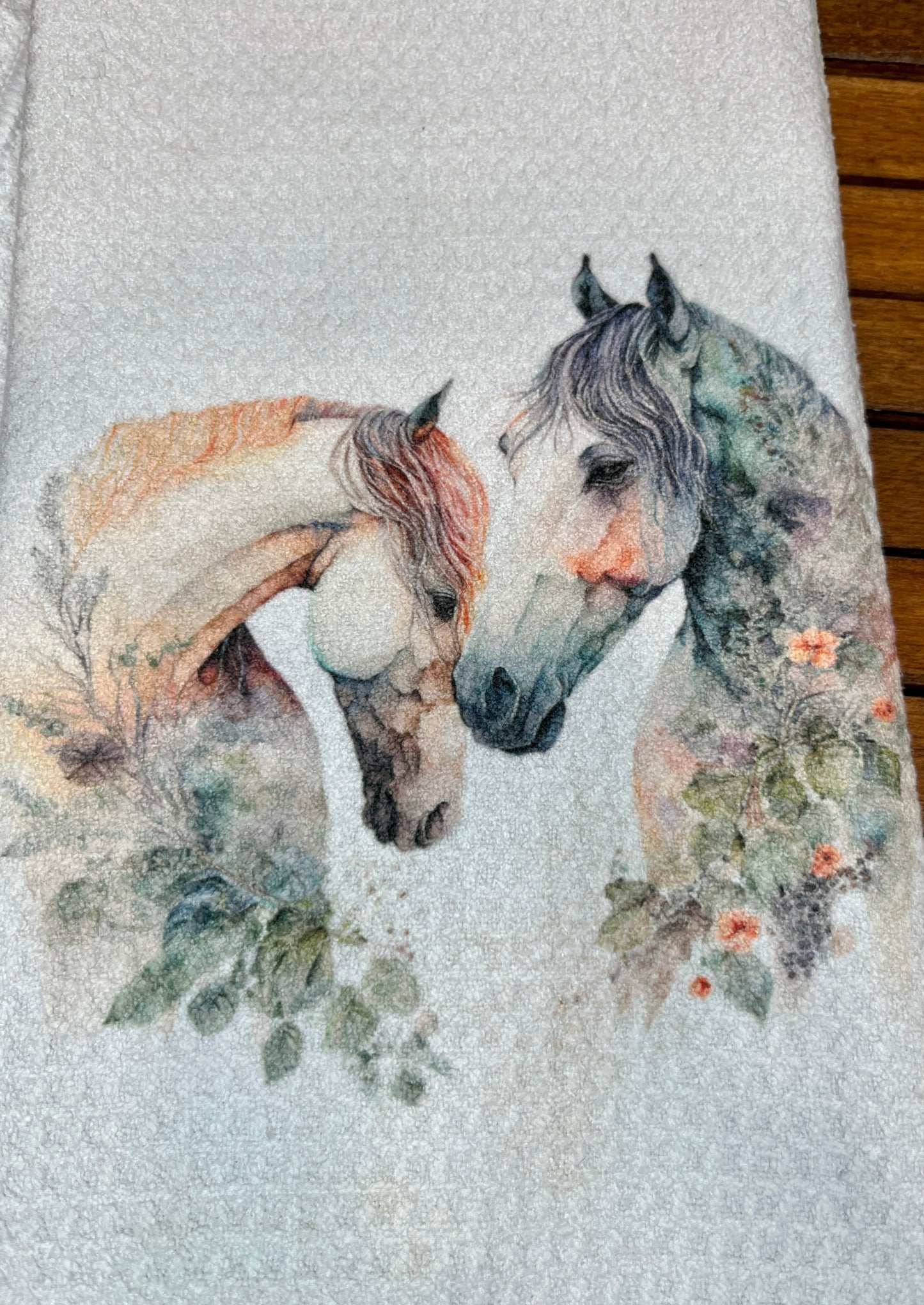 Watercolor Horses Tea towel