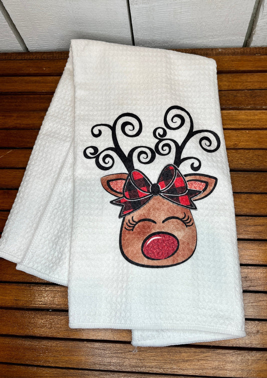 Reindeer Christmas Tea Towel