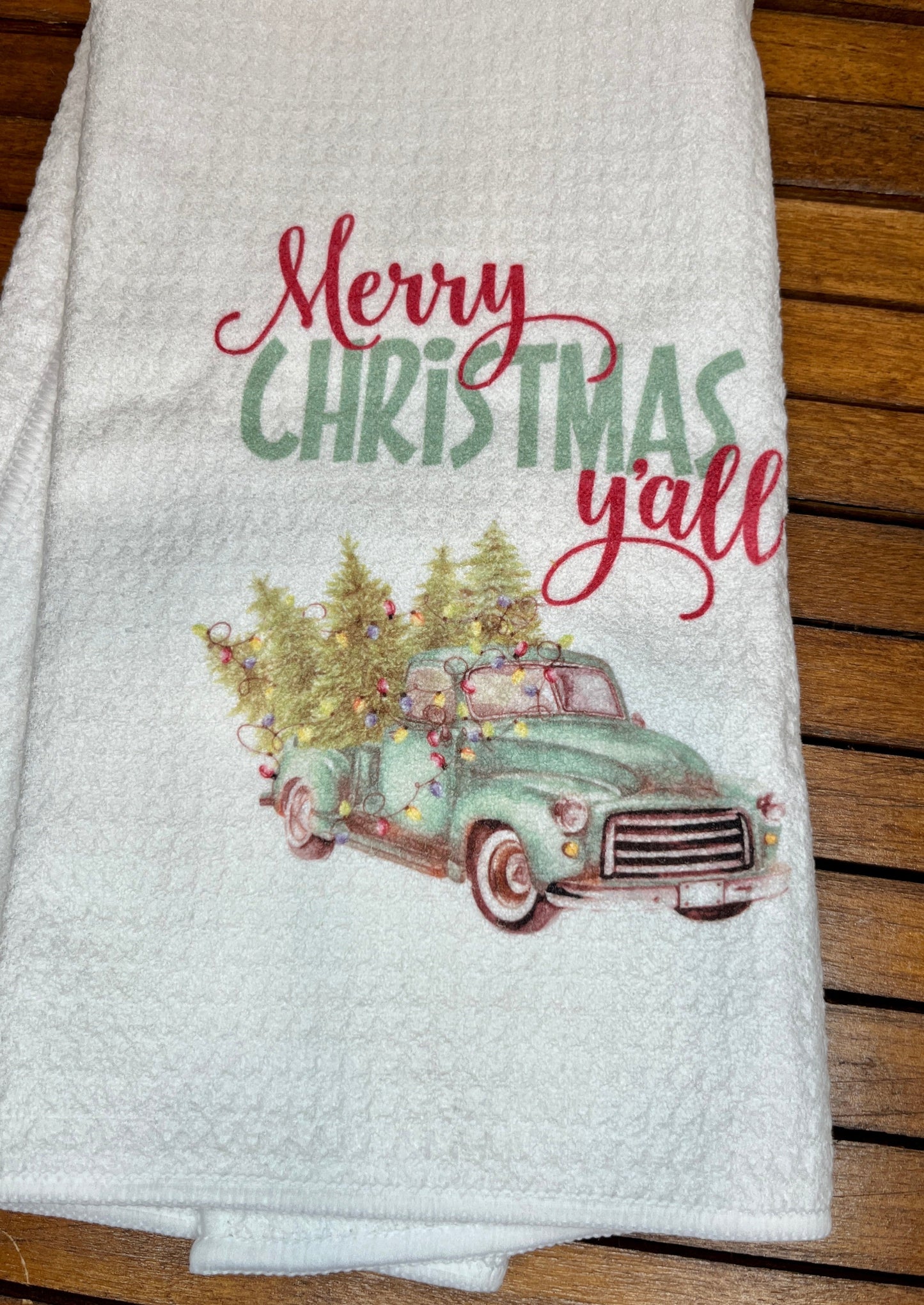 Merry Christmas Yall Tea Towel