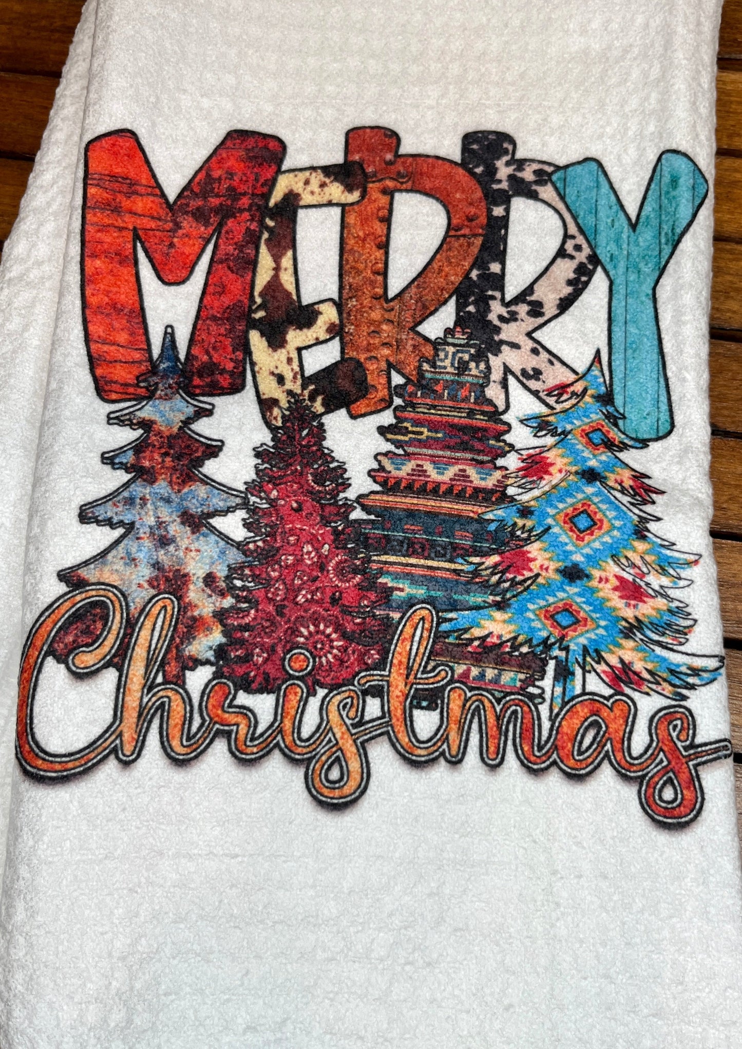 Southwest Merry Christmas Tea Towel